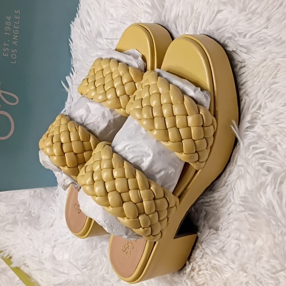 New Seychelles Novelty Women's Leather Butter Yellow Platform Sandals SZ 7.5 - Picture 7 of 15